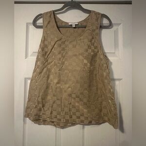 Lunya Gold Jacquard checked print Silk Pajama Set Tank and Shorts